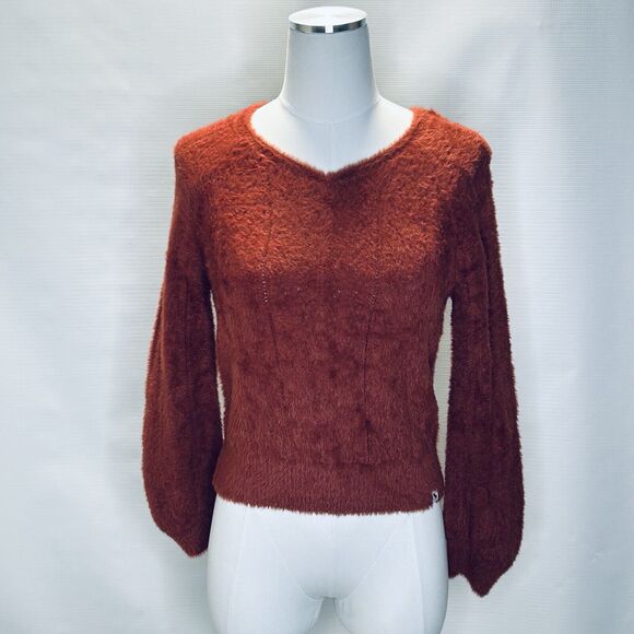 Abercrombie Kids Girls Sweater Size 13/14 Orange Soft Fuzzy Long Sleeve Pullover - Picture 1 of 11